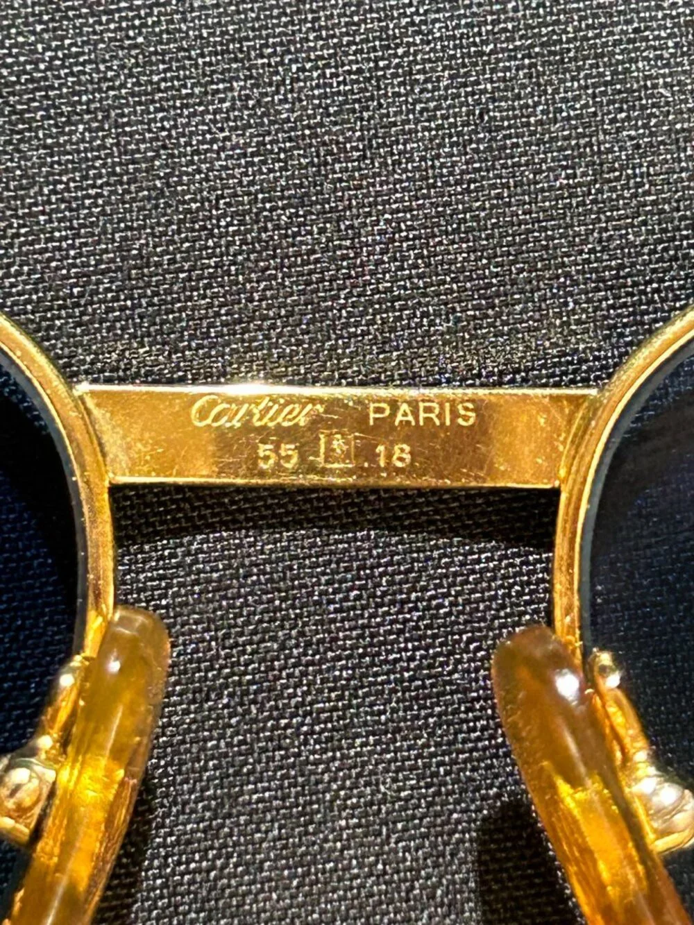 Vintage Cartier Sapphire 55 Gold with Custom Diamond Frames Glasses Sunglasses
